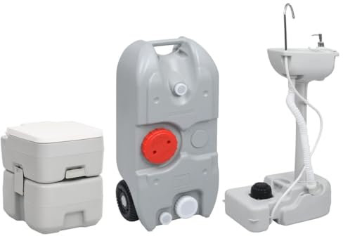 vidaXL Tragbare Camping Toilette, Campingklo mit Wasserbehälter Waschbecken, Camping WC mit Wassertank, Reise Toilette Campingtoilette Set Mobile Toilette
