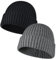NLAND Unisex Retro Trawler Winter Beanie Hat Warme Wintermütze Damen Beanie Mütze Herren Strickmütze Weich und Leicht (Schwarz+Grau)