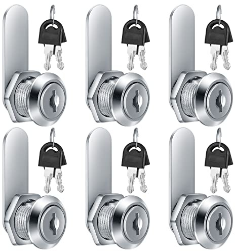 HexinYigjly Lot de 6 serrures à came cylindriques (1 clé qui s'ouvre tout), cylindre à clé de 1,5 cm, pour tiroir de sécurité, boîte aux lettres, camping-car, porte de camping-car, boîte à outils de