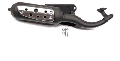 Auspuffanlage E-geprüft passend für Peugeot Jetforce, Ludix 2, Speedfight 3 & 4, Kisbee, Streetzone, Blaster I 2-Takt – leiser Sportauspuff, Leistungssteigerung, Silent-Pro Black Edition