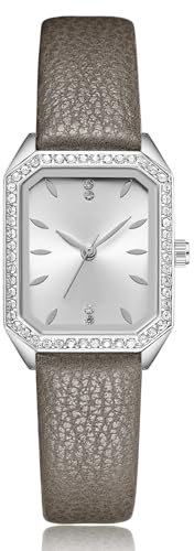 CIVO Damen Uhren Analog Quarz Leder Armbanduhr Elegant Kleid Wasserdicht Mode Design Minimalistisch Uhr Geschenke für Damen Frauen Grau