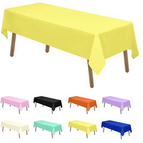 Newthinking Einweg Party Tischdecken, Rechteckig, 137 x 274 cm, 4 Stück, Kunststoff-Tischdecke für Party, Hochzeit, Grillen,Picknick, Weihnachten (Gelb)