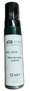 Genérico Pintura para reparar arañazos, desconchones, desperfectos en el aluminio, RAL 6009 Pincel de retoque verde 6009 12 ML