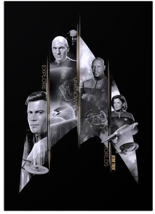 Displate Offiziell Star Trek MetallPoster Magnetische Befestigung Inklusive Lizenziert Bilder Hochwertiges Poster Star Trek Universe Explore Unknown Worlds Poster 67.5 cm x 48 cm