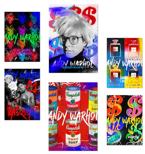 Nacnic 6er-Set Iconico Graffiti pop di Andy Warhol Poster mit Designillustrationen zur Dekoration der Wände Ihres Zuhauses. Räume, Büro, Laden und Geschäft A3 und A4 Rahmenlos