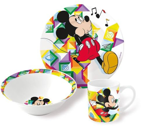 set 3 pezzi in ceramica topolino disney tazza ciotola piatto stoviglie per bambini in confezione
