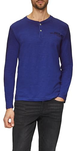 s.Oliver Henley-Shirt mit Flammgarnstruktur und Stickerei
