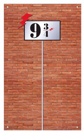 9 and 3/4 Cross Station Sign Brick Wall Background, Secret Passage for Wizard Party, Wizard Party Wall Decoration, Platform 9 3/4 Door Curtain, 110 * 180CM