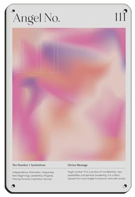 AMATWI Blechschild Angel Number 111 Law of Attraction 3, Vintage, Metall, Pub, Club, Café, Bar, Zuhause, Wandkunst, Dekoration, Poster, Retro, 20 x 30 cm