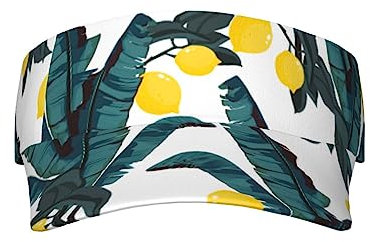 KWQDOZF Palm Tree Lemon Sonnenschutz-Schirmmütze für Erwachsene, sportliche, Leere Oberseite, Verstellbarer Hut mit Blätter-Print, Sommer-Baseballmütze für Damen und Herren