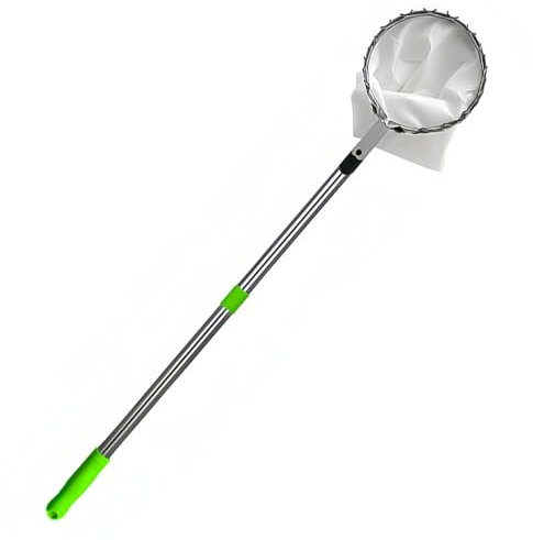 Pole de ramasseur de Fruits, ramasseur de Fruits de 10,5 pi Pôle de ramasseur de Fruits avec Panier télescopique en Acier Inoxydable Polaire à Fruits réglable avec Un Panier de Dents en métal pour po