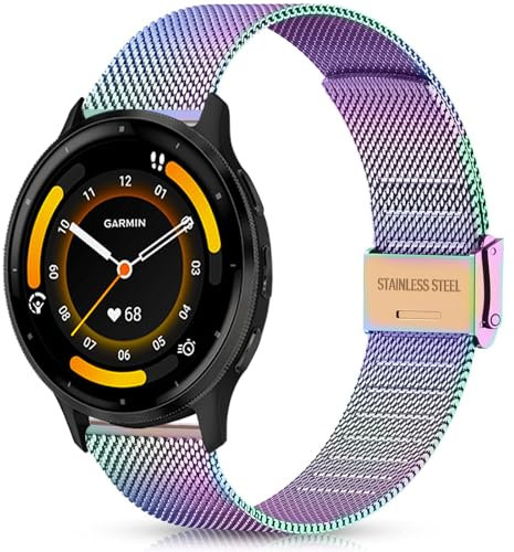 Harikiri 20mm Metall Armband mit Garmin Vivoactive 5/Vivomove 3 40mm/Vivoactive 3/3 Music,Garmin Venu/Venu 2 Plus/Venu Sq/Sq 2/Sq Music/Sq 2 Music/Vivomove/Vivomove HR/Luxe 42mm