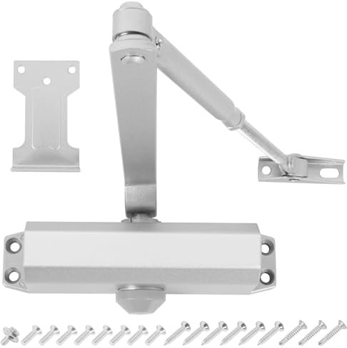 Automatic Door Closer, 3 Spring Hydraulic Closure Suitable for Residential and Light Commercial Use, Quiet and Soft Door Closer, Door Weights 99~143 Lbs Easy Install (Silver)