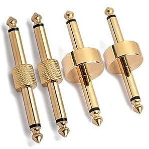 UKCOCO 4stücke Teiliges Set Goldene Gitarren Effektpedal Adapter Mit Haken Und Geraden Konvertern Für Signal Und Platzsparende Verbindung Von Effektgeräten