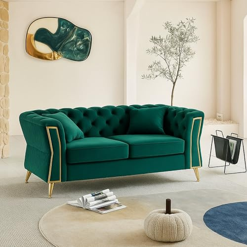 Dmora 2-Sitzer Sofa Acre 162x83x76 cm Grün, Kissen inkl.