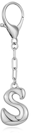 WOWORAMA Porte-clés en forme de lettre initiale pour femme - Grosses bulles dorées - Breloque de sac à main - Accessoires personnalisés, Argent S, taille unique