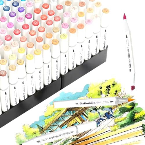 Ginflash 80 brush & Chisel Art Markers Brush Pen Sketch Alcohol Based Markers Dual Tips Manga Drawing Art Supplies Coloring Marker