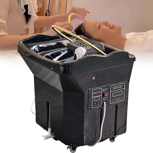 Équipement de spa japonais pour la tête,bassin de shampoing à circulation d'eau à double contrôle,avec réservoir d'eau de 60 L, fonction de fumigation et luminothérapie,pour coiffeurs,Black-Ser1