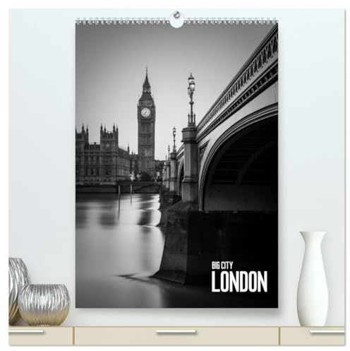 Big City London (hochwertiger Premium Wandkalender 2026 DIN A2 hoch), Kunstdruck in Hochglanz: Es erwarten Sie zwölf klassische London Ansichten in Schwarz-Weiß (CALVENDO Orte)