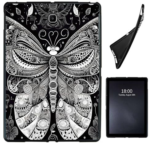 Case for Samsung Galaxy Tab E 9.6 2015 (Model SM-T560/T561/T565/T567),Slim Soft Shockproof TPU Silicone Protective Back Shell Case for Galaxy Tab E 9.6,Black White Butterfliy