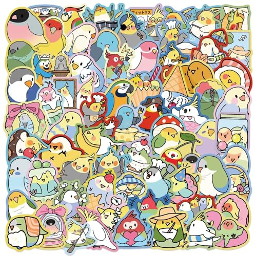 Bric Dodo 50 Stück Parrot Aufkleber Auto Laptop Telefon Gitarre Skateboard Motorrad Fahrrad Nein Stickers Set Vinyl Wasserdicht Aesthetic Aufkleber für Jugendliche Kinder Erwachsene