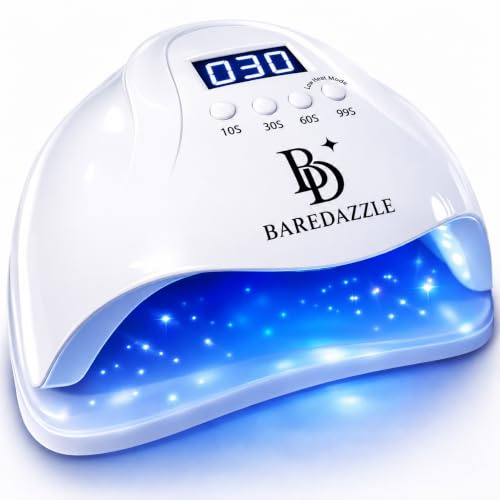 BAREDAZZLE 120W UV LED Nail Lamp for Gel Nails – Professional Nail Dryer with 4 Timers, LCD Display, Auto Sensor & Low Heat Mode – Removable Base, 36 LED Beads