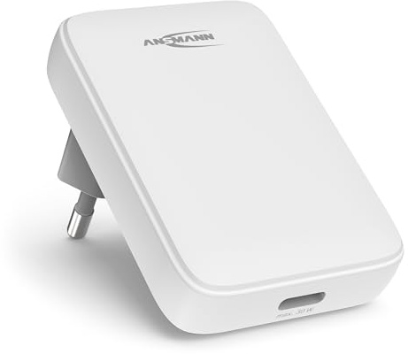 ANSMANN USB C Ladegerät, Schnellladegerät USB Adapter, flaches USB C Netzteil, Fast Charger, Slim, Steckdosenadapter, USB Stecker Netzteil für iPhone 16/15/14/13/12/11 Pro Max, Samsung, Android