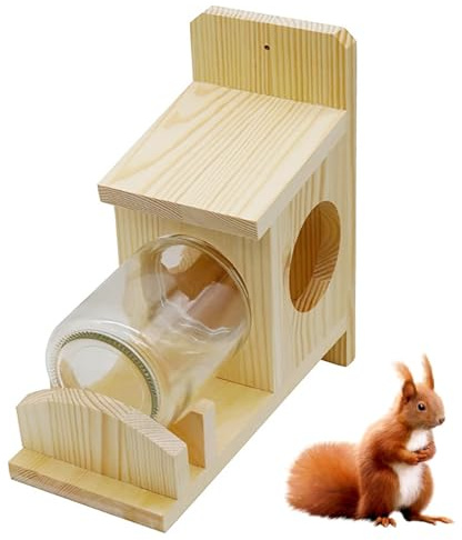 Eichhörnchen -Feeder, natürlicher Holz im Freien mit Glas Erdnüssen/10, 5 x 10, 5 x, Zoll