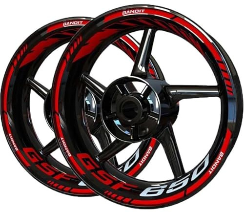 Felgenrandaufkleber Motorrad-Felgenrandstreifen-Aufkleber Für Suzuki GSF650 GSF 650 Bandit, Reflektierende Radaufkleber, Komplettes Set Radaufkleber(Farbe 6)