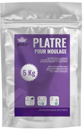 BWAY Gesso per Stampi in Polvere di Ceramica Bianca - Polvere di Gesso Ceramico per Stampi in Silicone di Alta Qualità - Ideale per Fai da Te e Progetti Creativi - Confezione da 5 Kg