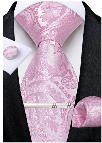 DiBanGu Cravate formelle en soie pour homme motif cachemire et mouchoir de poche pour fête de mariage, bal de fin d'année