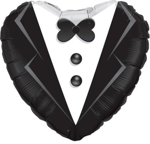 Pioneer Ballon Company Folienballon für Hochzeiten, 45,7 cm, Schwarz/Weiß