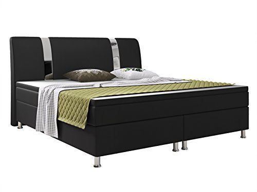 Inter Boxspringbett Riva 180x200 cm Kunstleder Schwarz