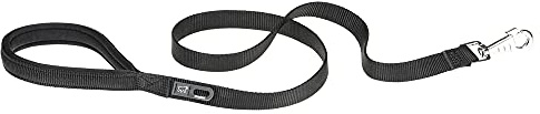 Ferplast Daytona G Guinzaglio per Cani Extraresistente - Morbida Impugnatura Imbottita - Pratico Porta Sacchetti Igienici - Antiabrasione - Design Italiano - 120 x 1,5 cm, Nero
