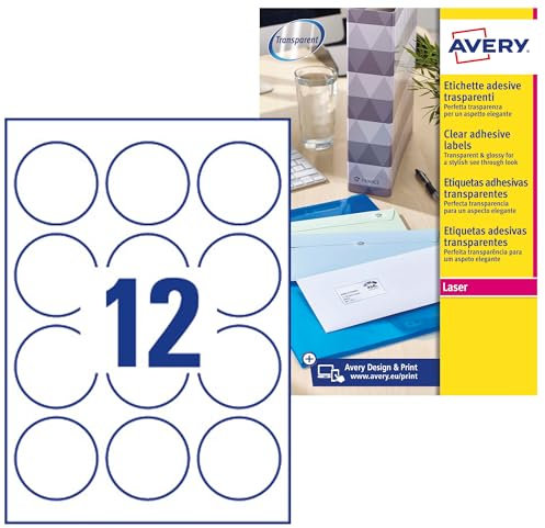 Etichette Glossy trasparenti Avery - diametro 60 mm - 12 - L7127-10 (conf.10)