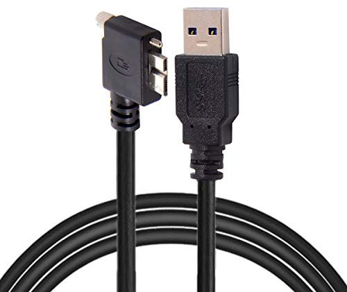 HDMIHOME Câble USB 3.0 A mâle vers Micro B coudé à 90 degrés avec vis de verrouillage pour Nikon D800 D800E D810 4,6 m