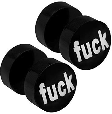 Soul-Cats 1 Paar Fakeplugs Fake Plug Plugs Ohrstecker „fuck“