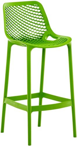 CLP Barhocker Garten wetterfest Air, Gartenstuhl mit Lehne, Tresenstuhl wetterfest UV-beständig aus pflegeleichtem Kunststoff, bis 160 kg, Farbe:grün