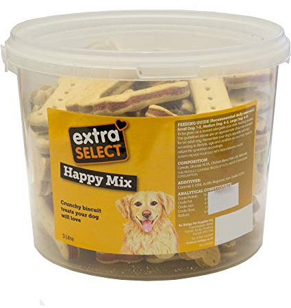 Extra Select Happy Mix Dog Treat Biscuits in a 3ltr Bucket (approx 100 biscuits)