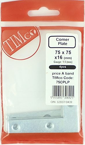 TIMCO 75mm Corner Plate Pack - 75 x 75 x 16mm - Pack of 4