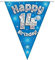 OAKTREE UK 631267 Party-Wimpelkette, Happy 14th Birthday, Blau, holografisch, 11 Flaggen, 3,9 m