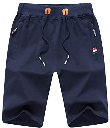 JustSun Mens Shorts Casual Sports Joggers Shorts with Elastic Waist Zipper Pockets Blue UK Large