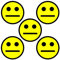 5 Smiley Magnete Durchmesser 5 cm für Magnettafeln, Kühlschränke, Plantafeln und Whiteboards. Emoji Smiley Magnet (Gelb, 5 cm)