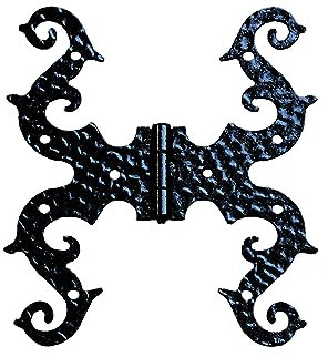UHRIG Ladenband Scharnier Beschlag für Fenster Möbel Küche Truhe Garten Hof Tür Tor usw. aus Eisen antik Mittelalter (Scharnier 18,4x16,5cm)