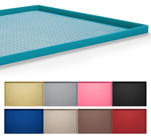 Hubulk Dog Cat Food Feeding Mat L (19x12) XL (24x16) or XXL (32X24) 0.5 & 1 inch Raised Edge Silicone Non Slip Waterproof Pet Food Mat Dog Bowl Placemat Large (XXL(32 x 24 x 1), Green)
