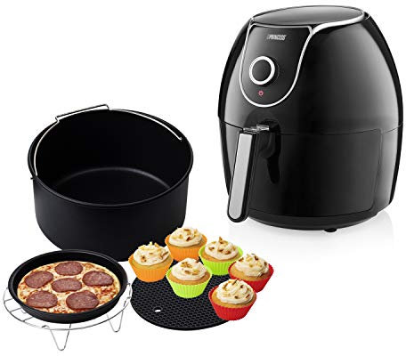 Princess Friggitrice ad aria calda Digital XXL 182055, 5,2 litri, 1700 watt, Design intelligente, Nerp, Set di 10 accessori