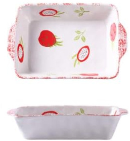 N A Ceramic Binaural Baked Rice Bowl Rectangular Baking Bowl Lasagna Baking Baking Pan Baking Household Baking Pan Vegetable Plate Baking Pan