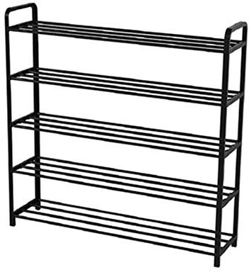 FZX514 ZapateroDe Metal De 5 Capas Zapatero, De Gran Capacidad Pequeño Zapatero, Polvo De Almacenamiento En La Puerta De La Zapatilla Compartida Gabinete (Negro)