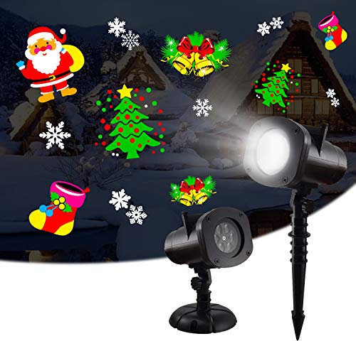 LANGTU 2022 Christmas Halloween LED Projector Lights Birthday Indoor Rotatable LED Projector Lamp with 12 Themes Snowflake Projector IP65 Waterproof Landscape Decorative Lighting Party Halloween Xmas