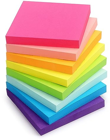 Eastern Wolf Sticky Notes 3x3 inch, 8 Bright Multi Colors, 85 Sheets/Pad